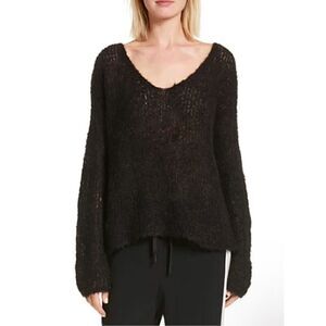 RAG & BONE FREDA ALPACA BLEND V‎ NECK SWEATER size S Small Black Relaxed